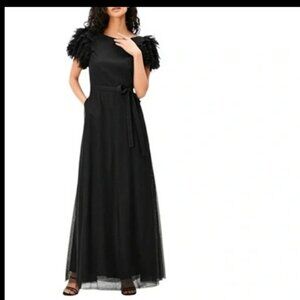 Wayward Fancies Black Ruffle Sleeve Midi Dress Sz XL